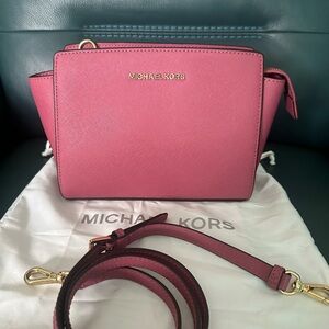 Michael Kors Pink Crossbody Bag with Gold Accents